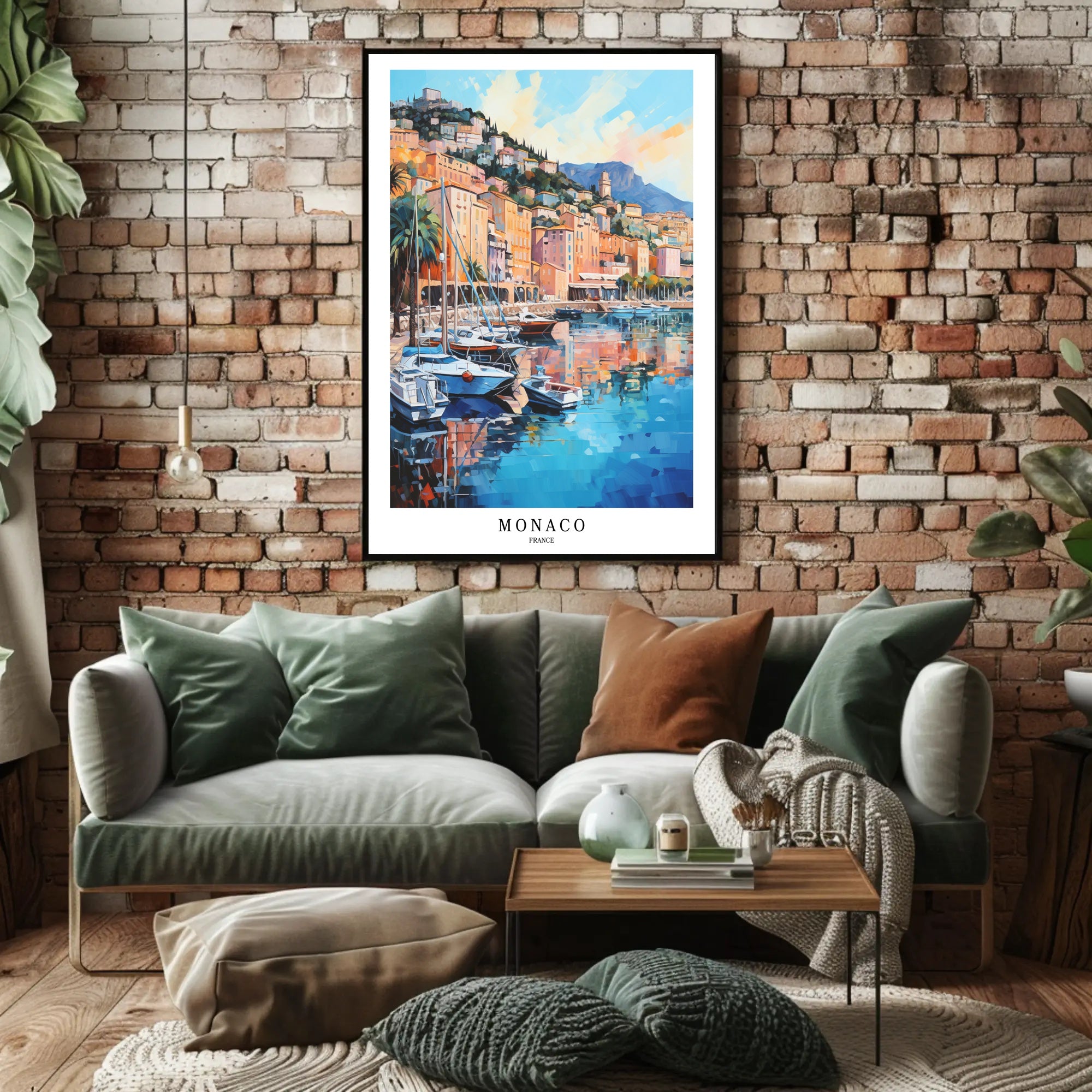 Monaco Harbor Impressionistic Style Travel Poster PosterGoat