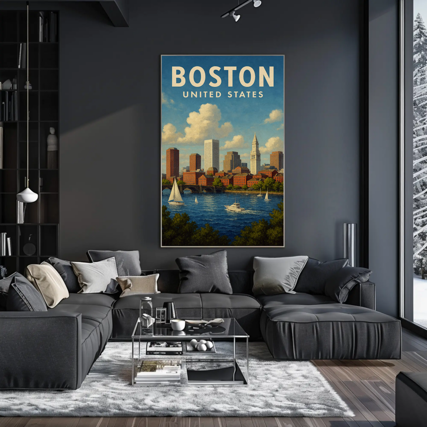 Boston United States Sailboats And Skyline Travel Poster