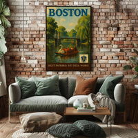 Charming Boston Public Garden Vintage Travel Poster