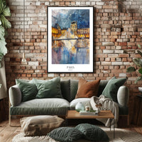 Louvre Pyramid at Night: Impressionistic Travel Poster PosterGoat