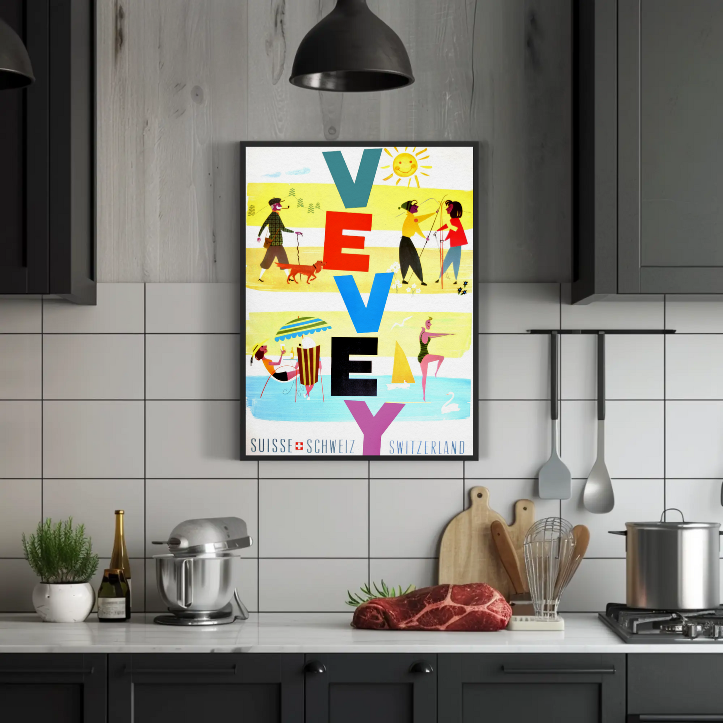 Vevey Vintage Poster Switzerland Activities