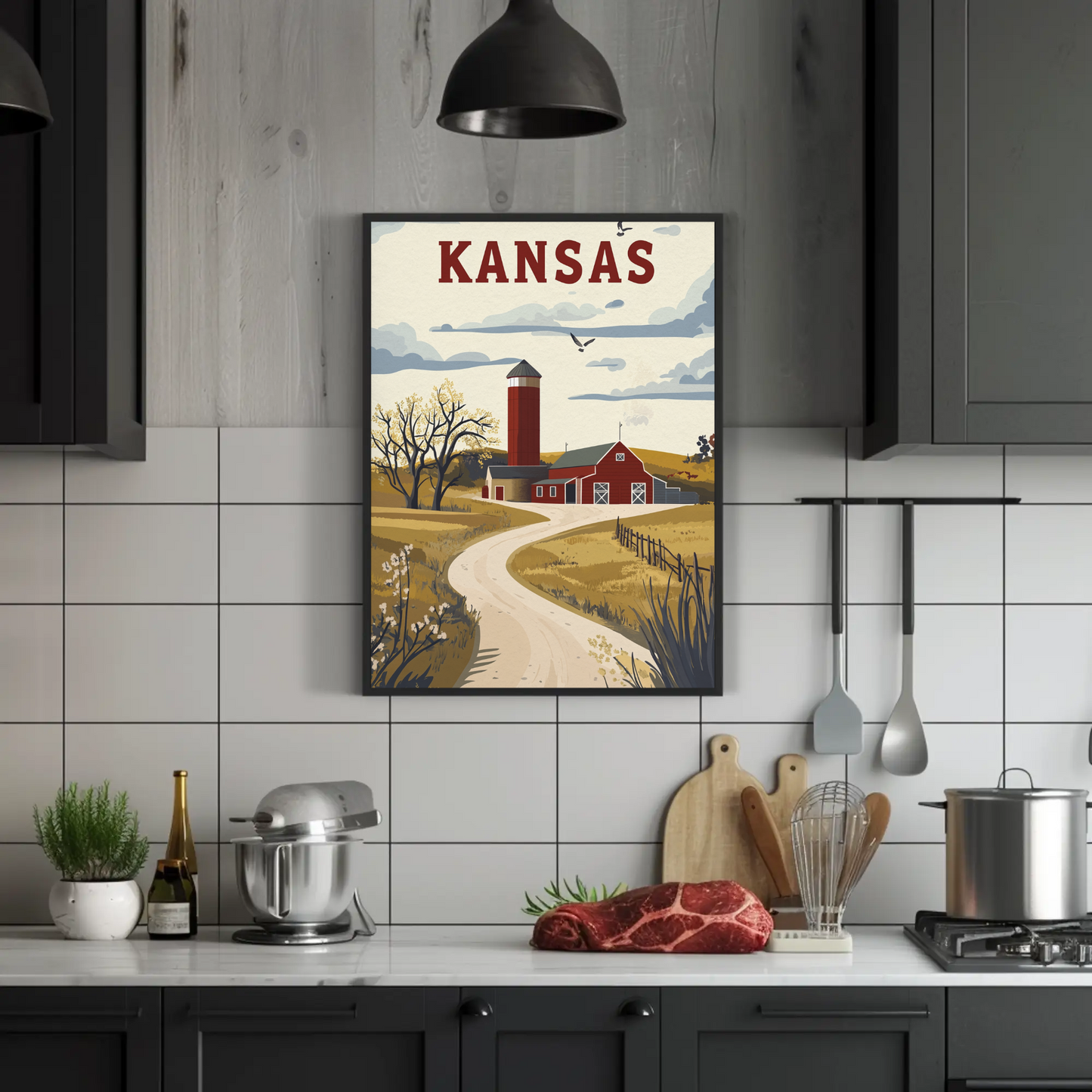 Kansas Prairie House Vintage Poster