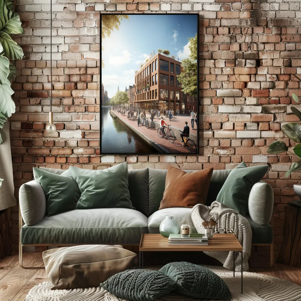 Modern Urban Scene Poster: Vibrant City Life