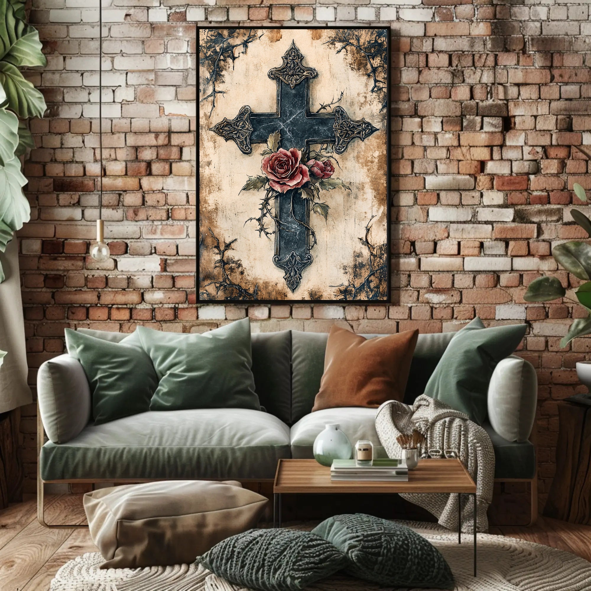 Roses And Cross Poster