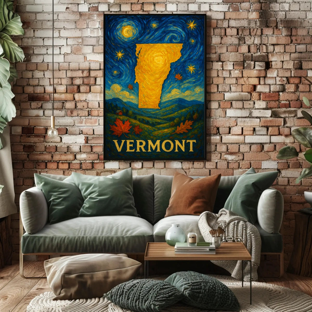 Vibrant Vermont Silhouette Art Print: Abstract or Artistic Poster