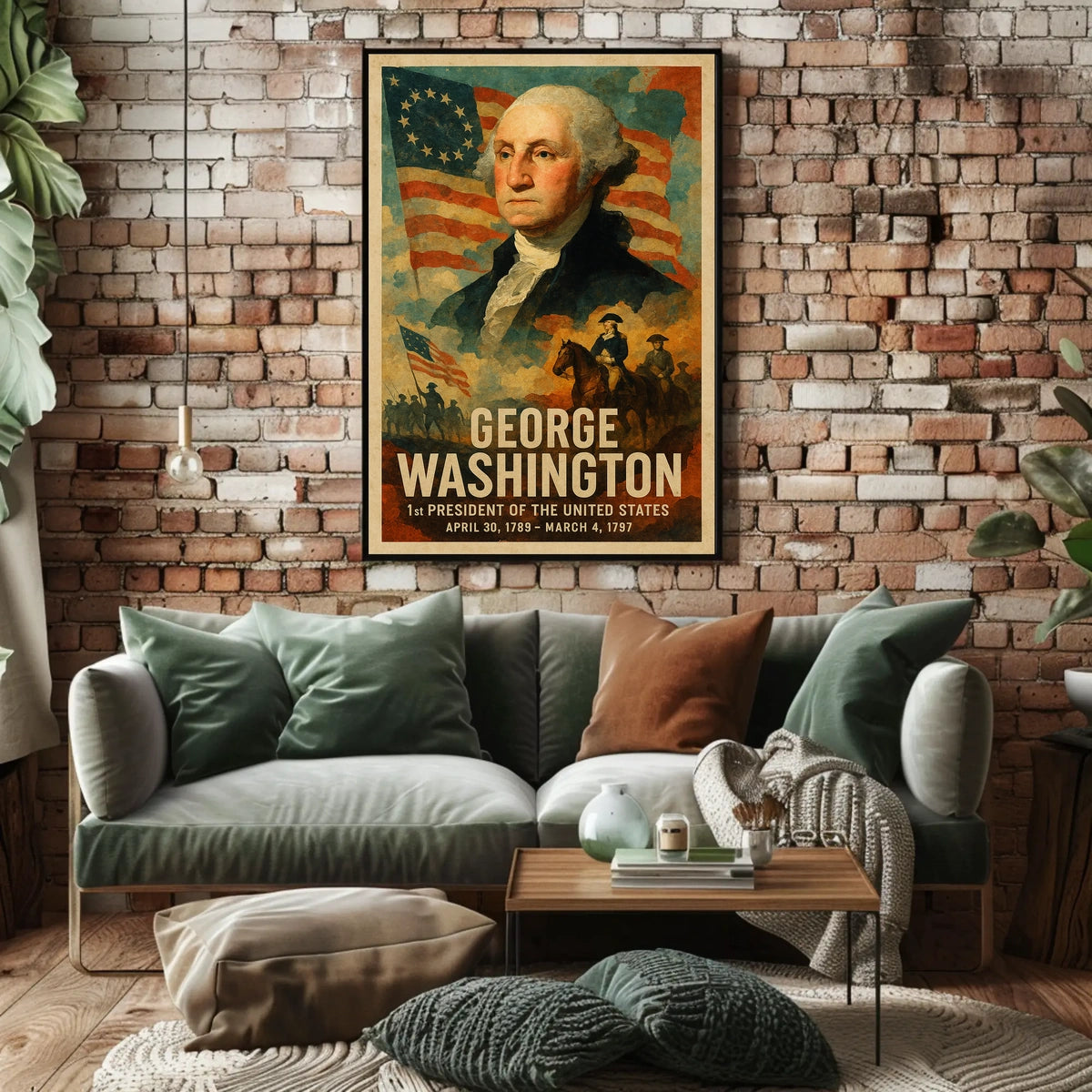 George Washington 1st President of the United States Layered Digital Collage Poster