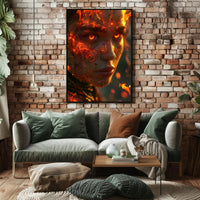 Fiery Mythical Character Surreal Fantasy Art Poster PosterGoat