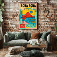 Bora Bora Getaway Modern Geometric Travel Poster PosterGoat