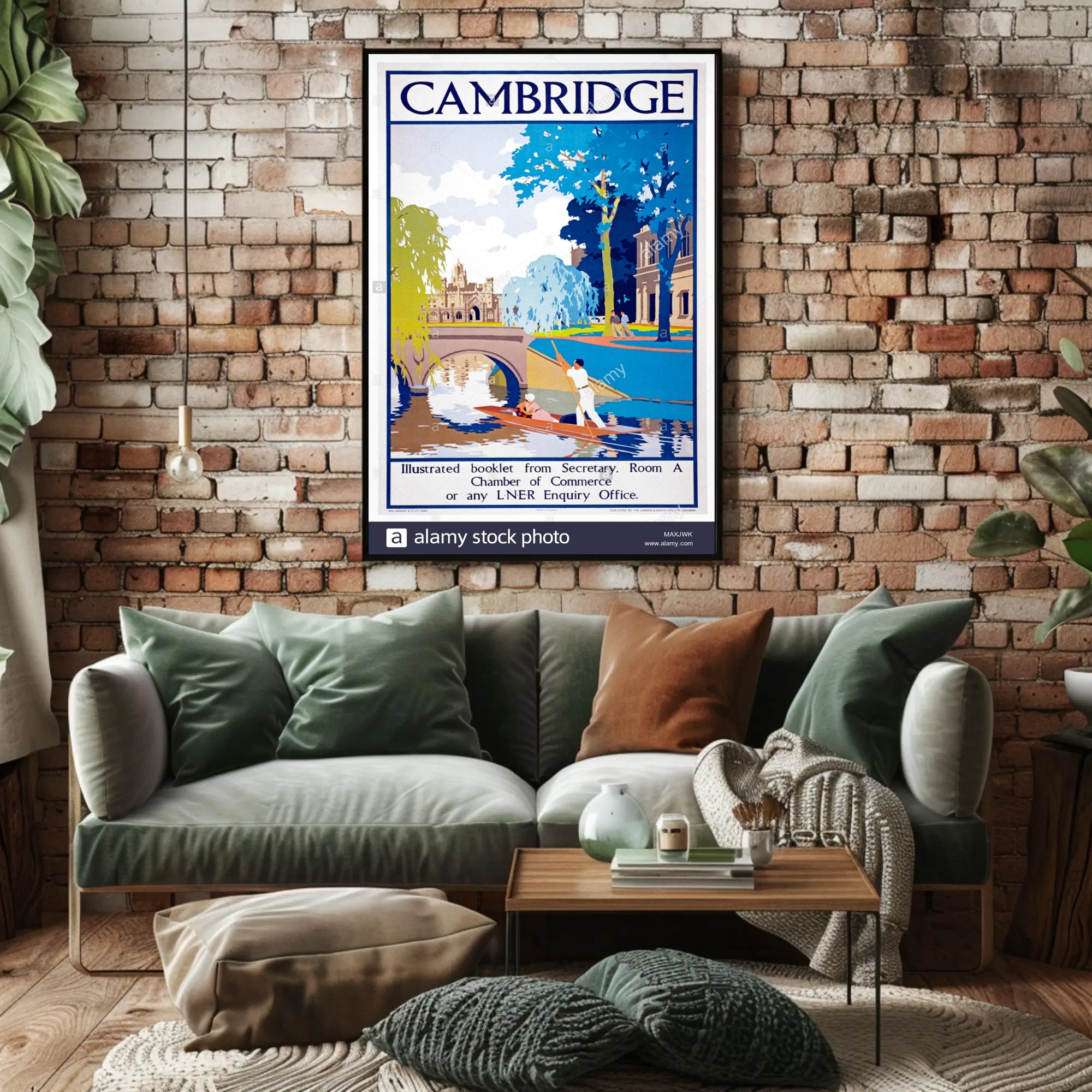 Vintage Cambridge Travel Scene with Punting on the River Travel Poster PosterGoat