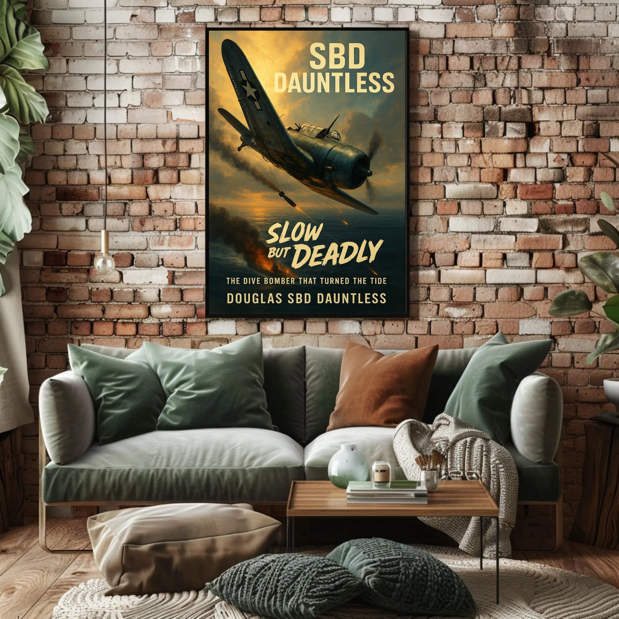 Douglas SBD Dauntless Action Scene WWII Poster