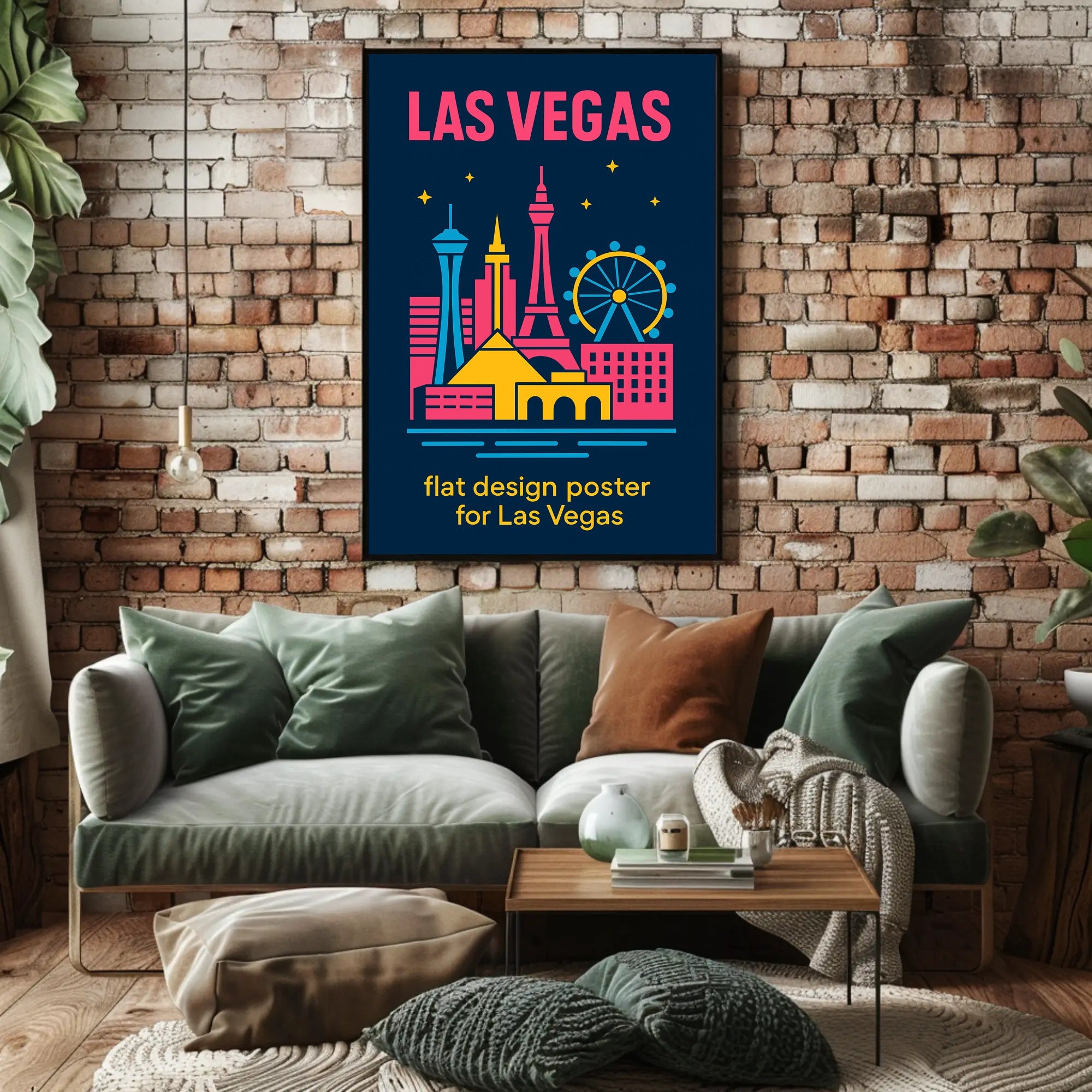 Las Vegas Iconic Landmarks Travel Poster