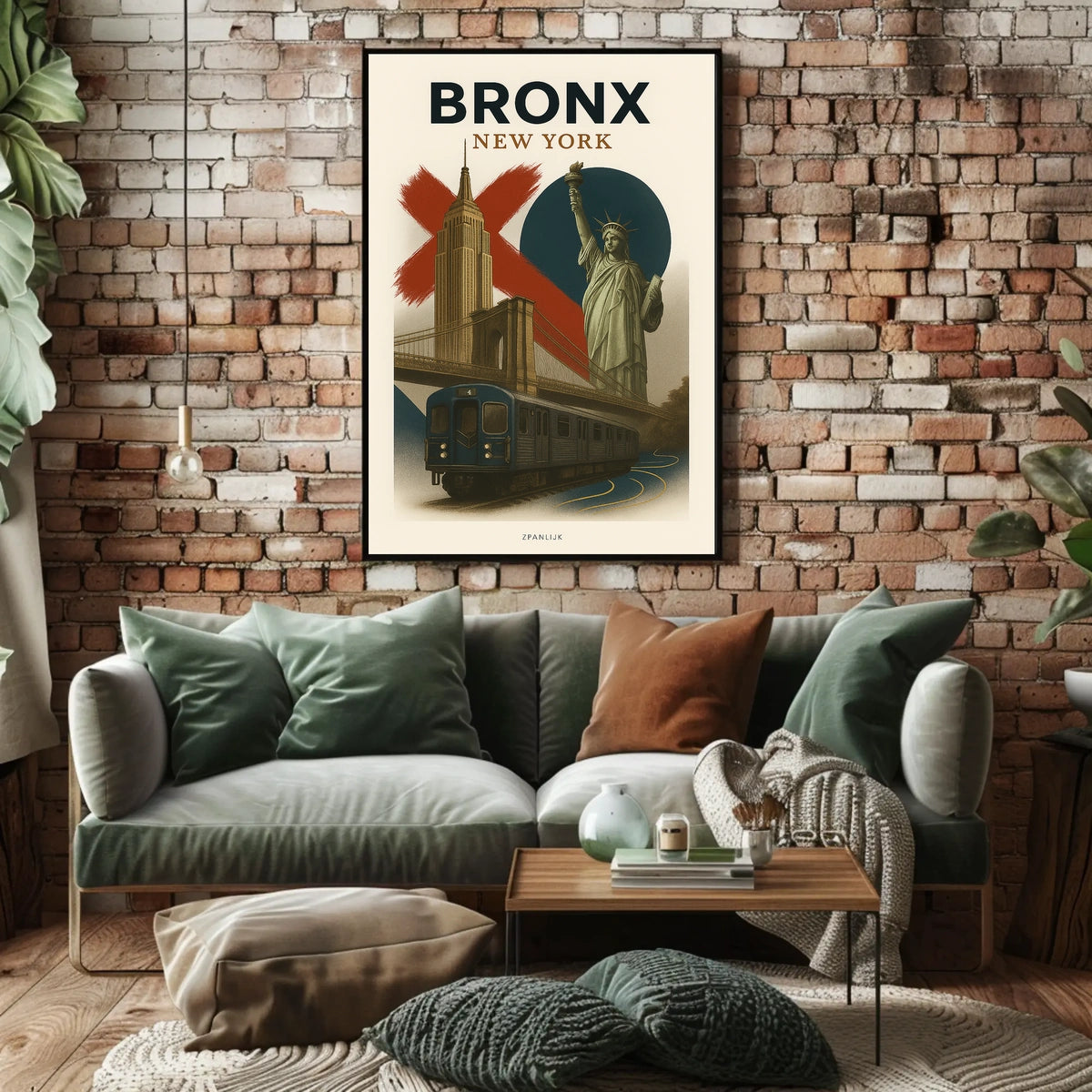 New York City Bronx Cityscape Poster Vintage Wall Art