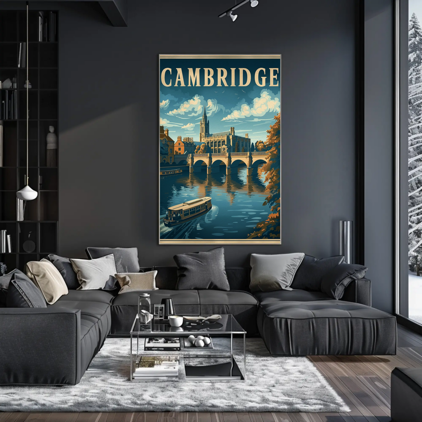 Cambridge England Bridge River Cathedral Travel Poster
