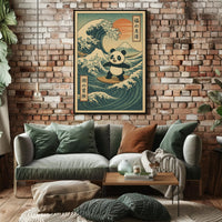 Pandas Surfing Adventure Poster PosterGoat