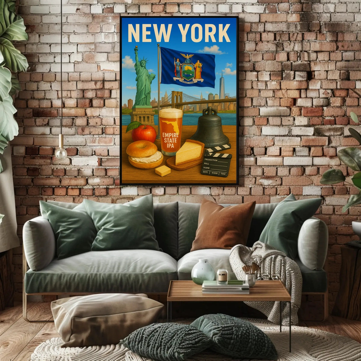 New York City Iconic Landmarks Poster Modern Wall Art