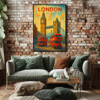 London Landmarks And Red Buses Poster