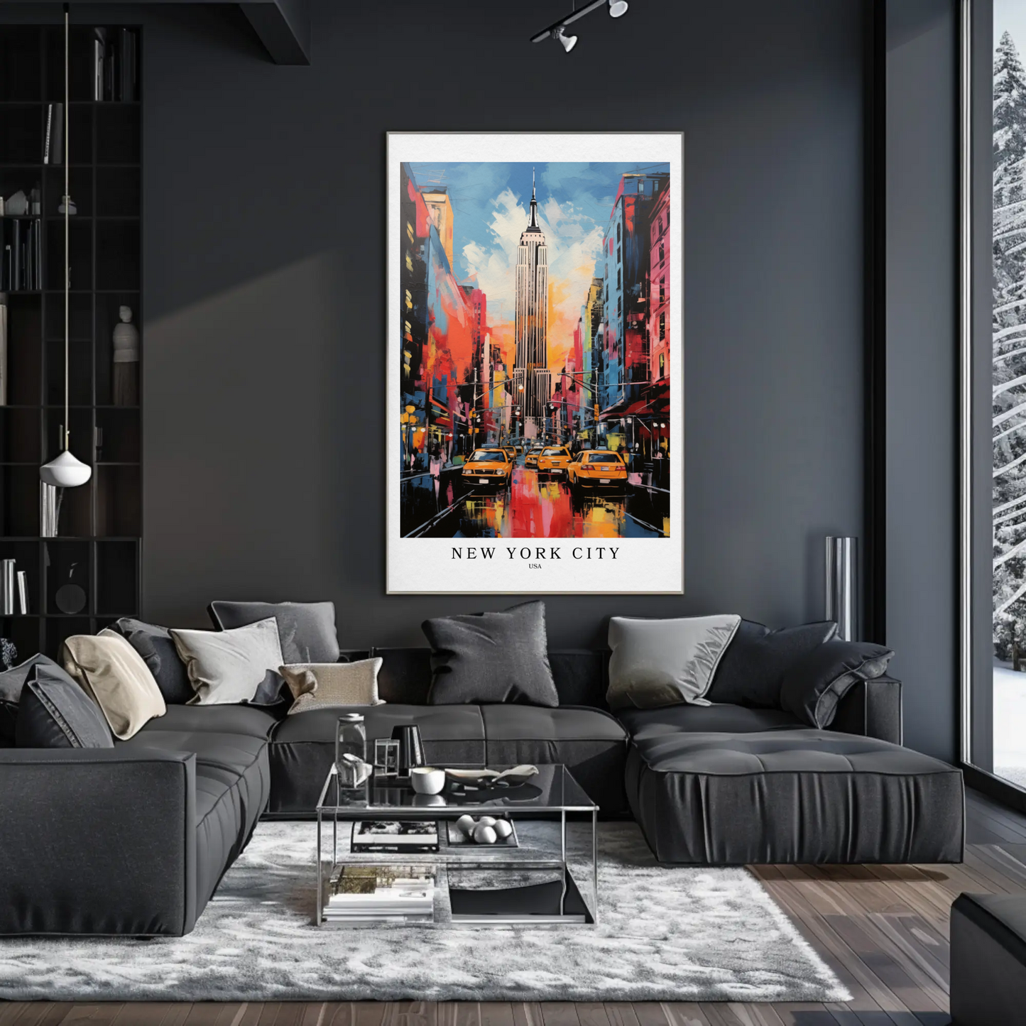 New York City Empire State Colorful Skyline Travel Poster