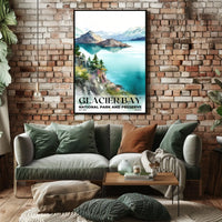 Glacier Bay Watercolor Wall Art Poster