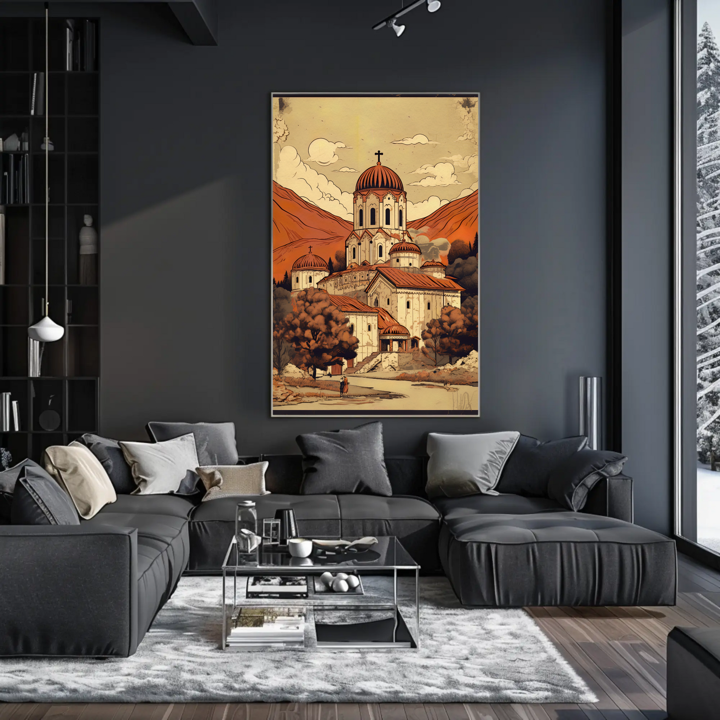 Orthodox Monastery Valley View In Fall Travel Poster