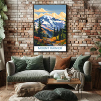 Mount Rainier Vintage National Park Adventure Poster