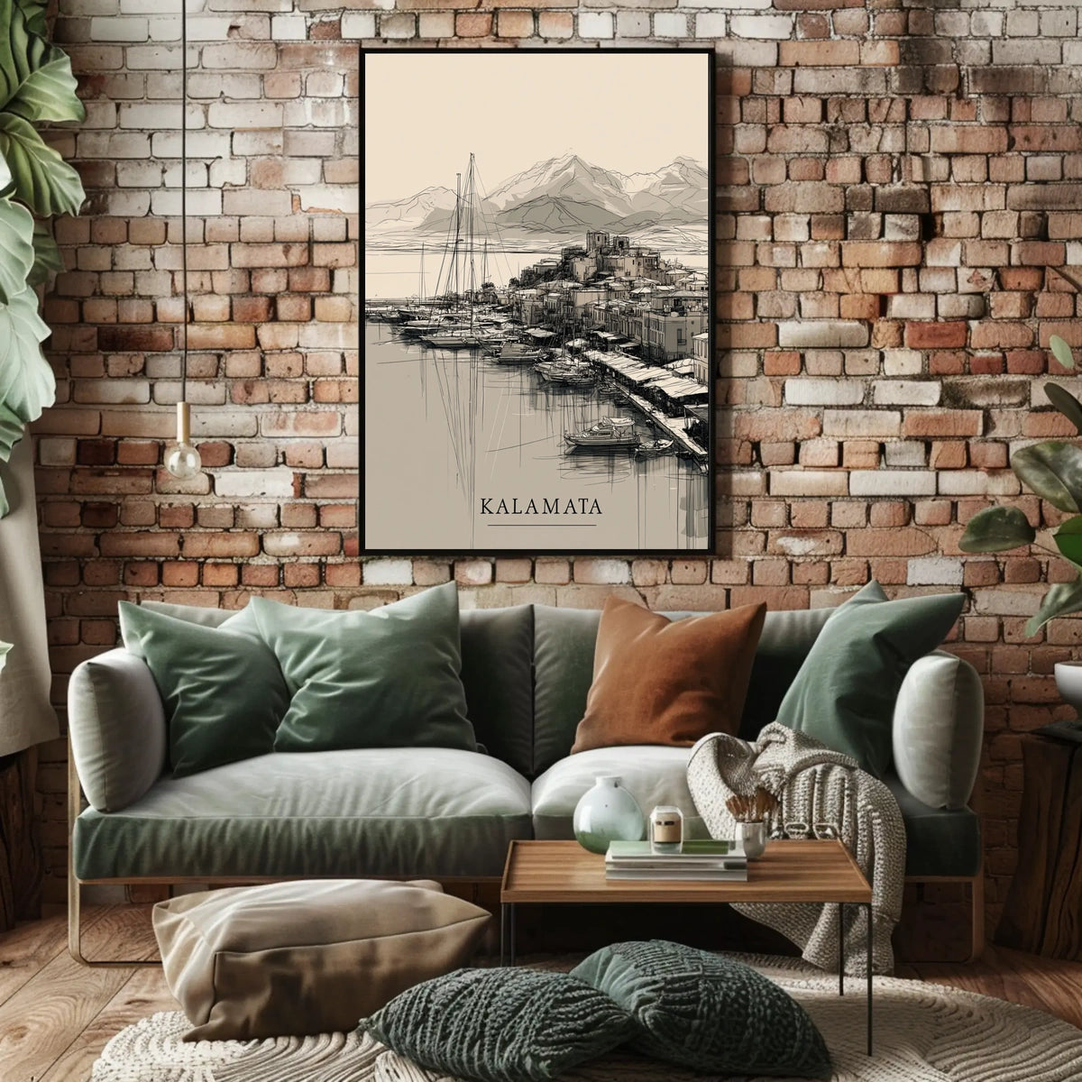 Kalamata Harbor Sketch Poster