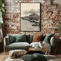 Kalamata Harbor Sketch Poster