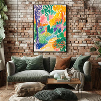 Vibrant Impressionistic Garden Scene Art Print - Abstract Poster