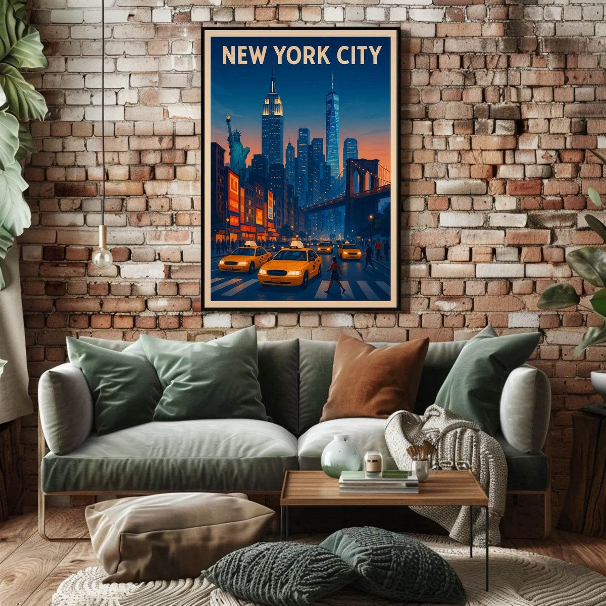 New York City Skyline Twilight Poster Modern Wall Art