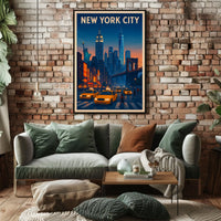 New York City Skyline Twilight Poster Modern Wall Art