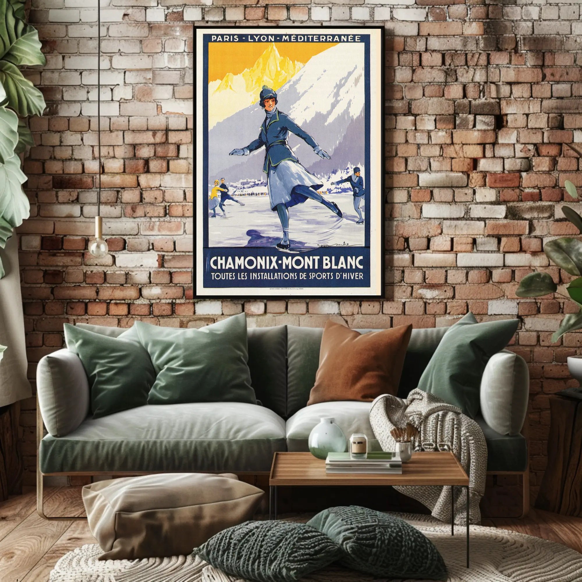 Vintage Chamonix Travel Poster - Elegant Alpine Winter Sports Adventure PosterGoat