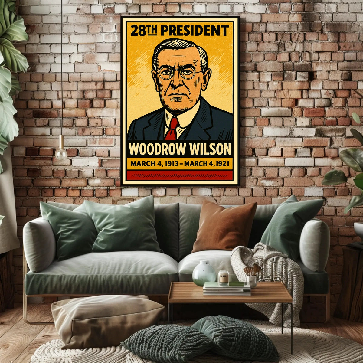 Woodrow Wilson 28th President of the United States Inked Comic Style Poster