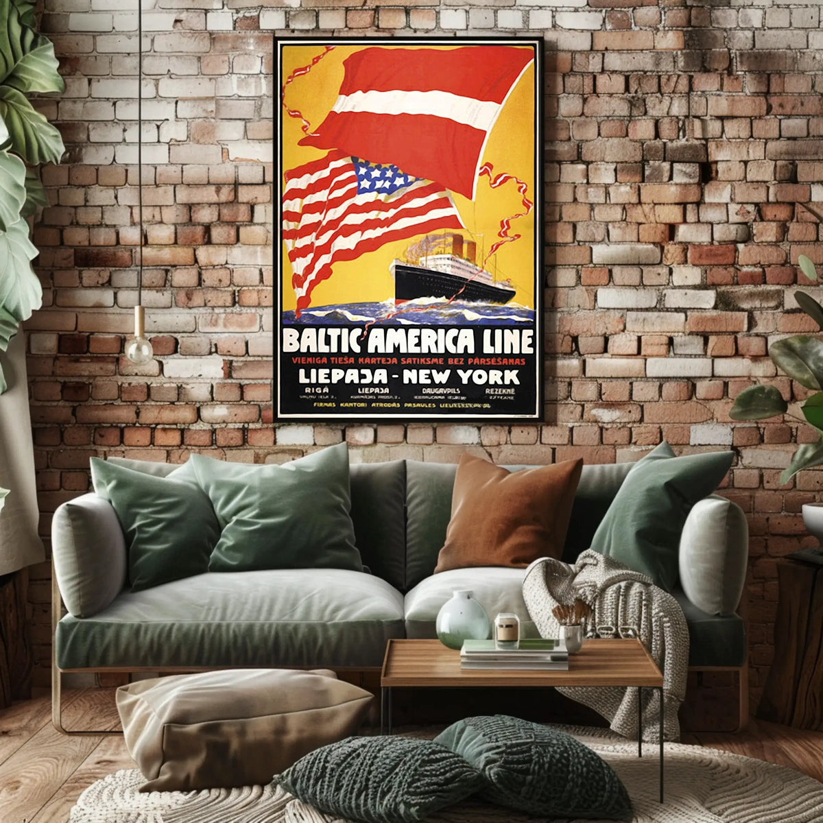 Baltic America Line Vintage Travel Poster Art