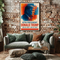 Donald Trump Visionary Leadership Side Profile Geometric Red Blue Patriot Poster
