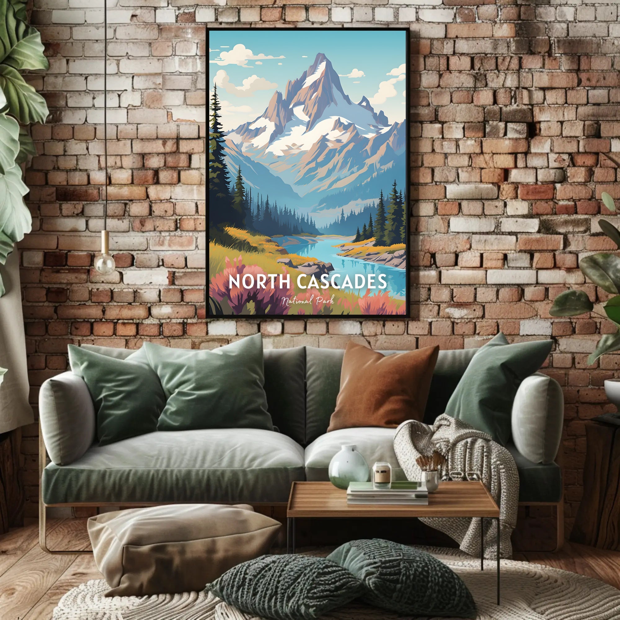 North Cascades Poster Vintage National Park Print