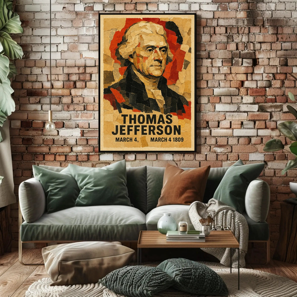 Thomas Jefferson 3rd President of the United States Layered paper Collage Poster