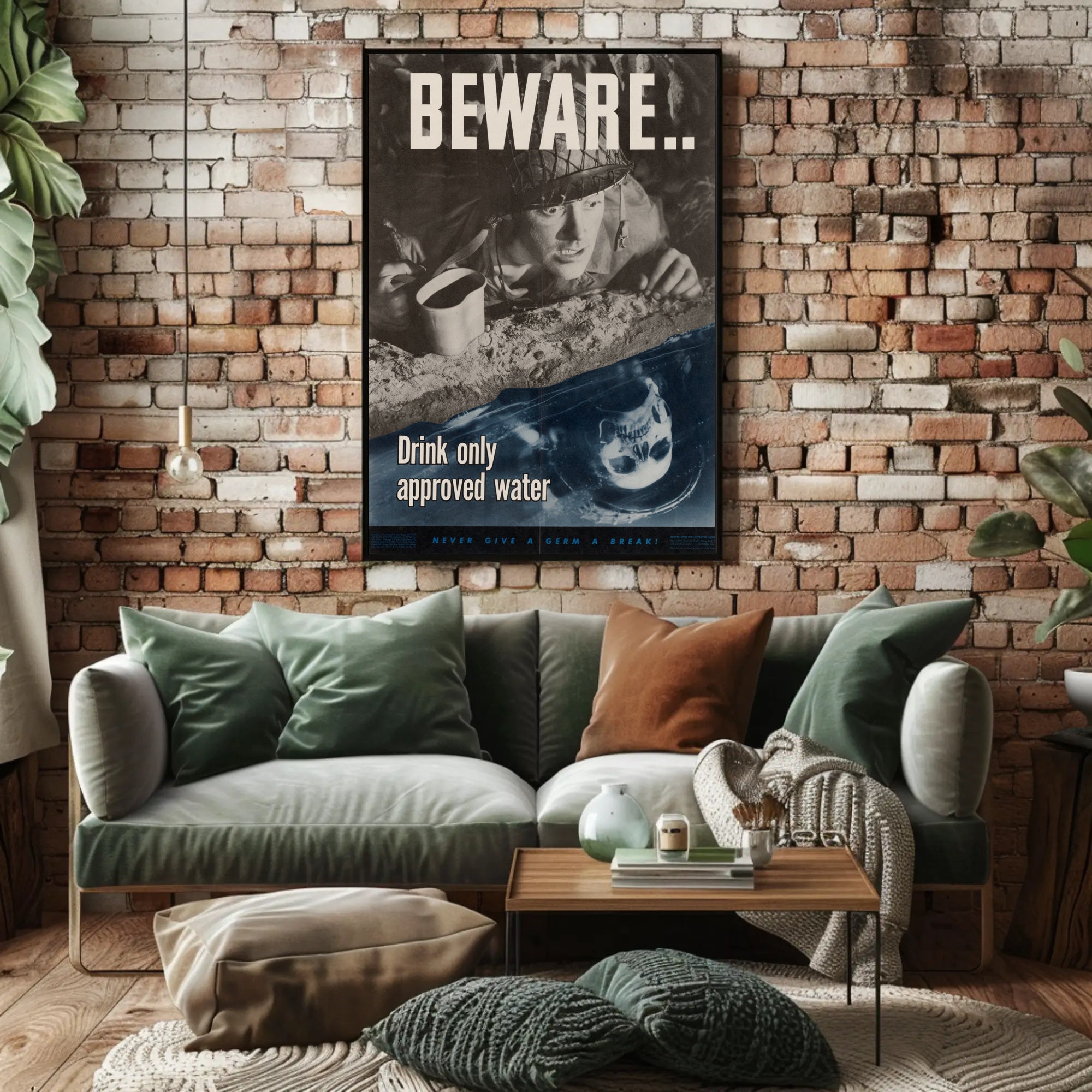 Beware Drink Only Approved Water WWII Poster PosterGoat