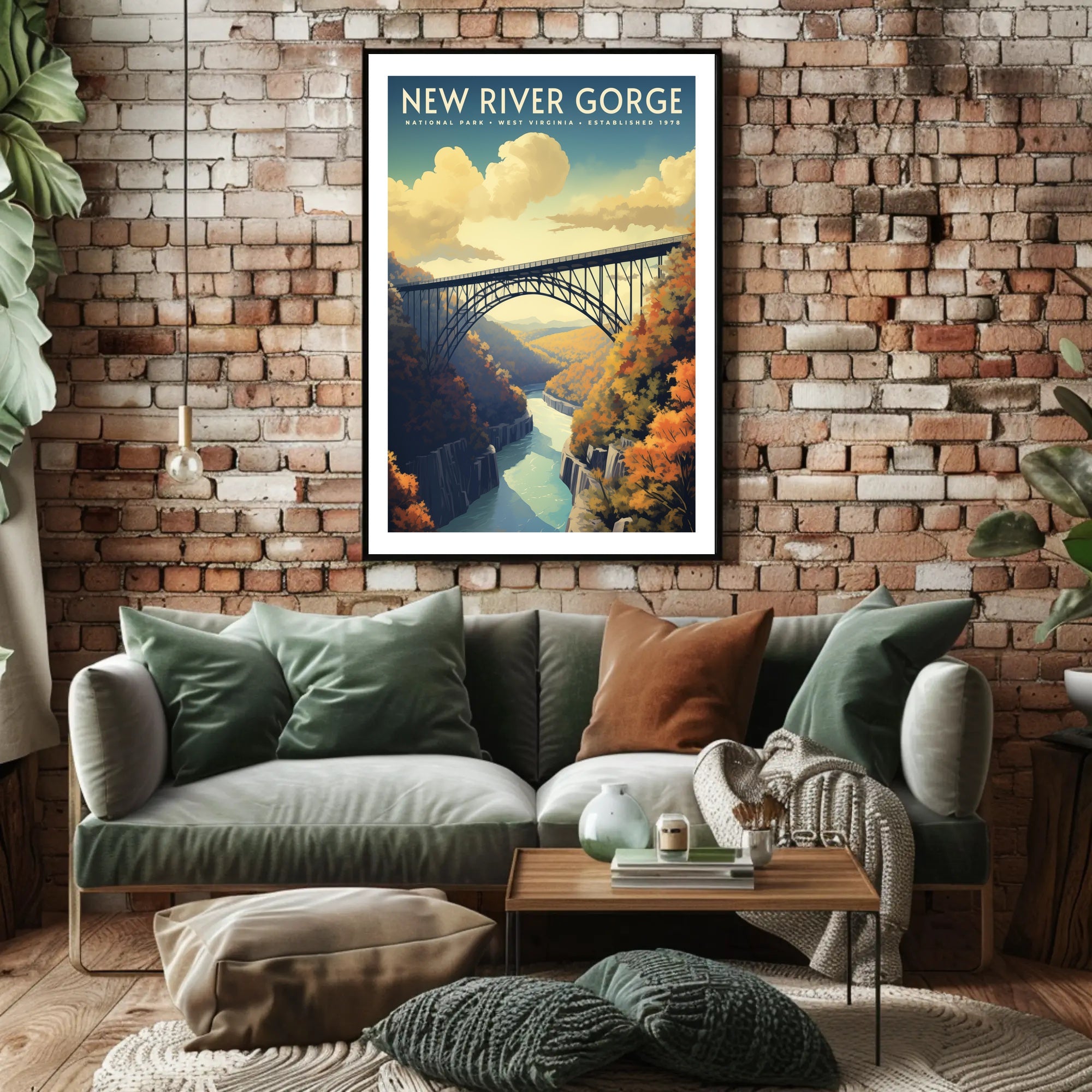 New River Gorge Poster Vintage Travel Wall Art