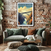 New River Gorge Poster Vintage Travel Wall Art