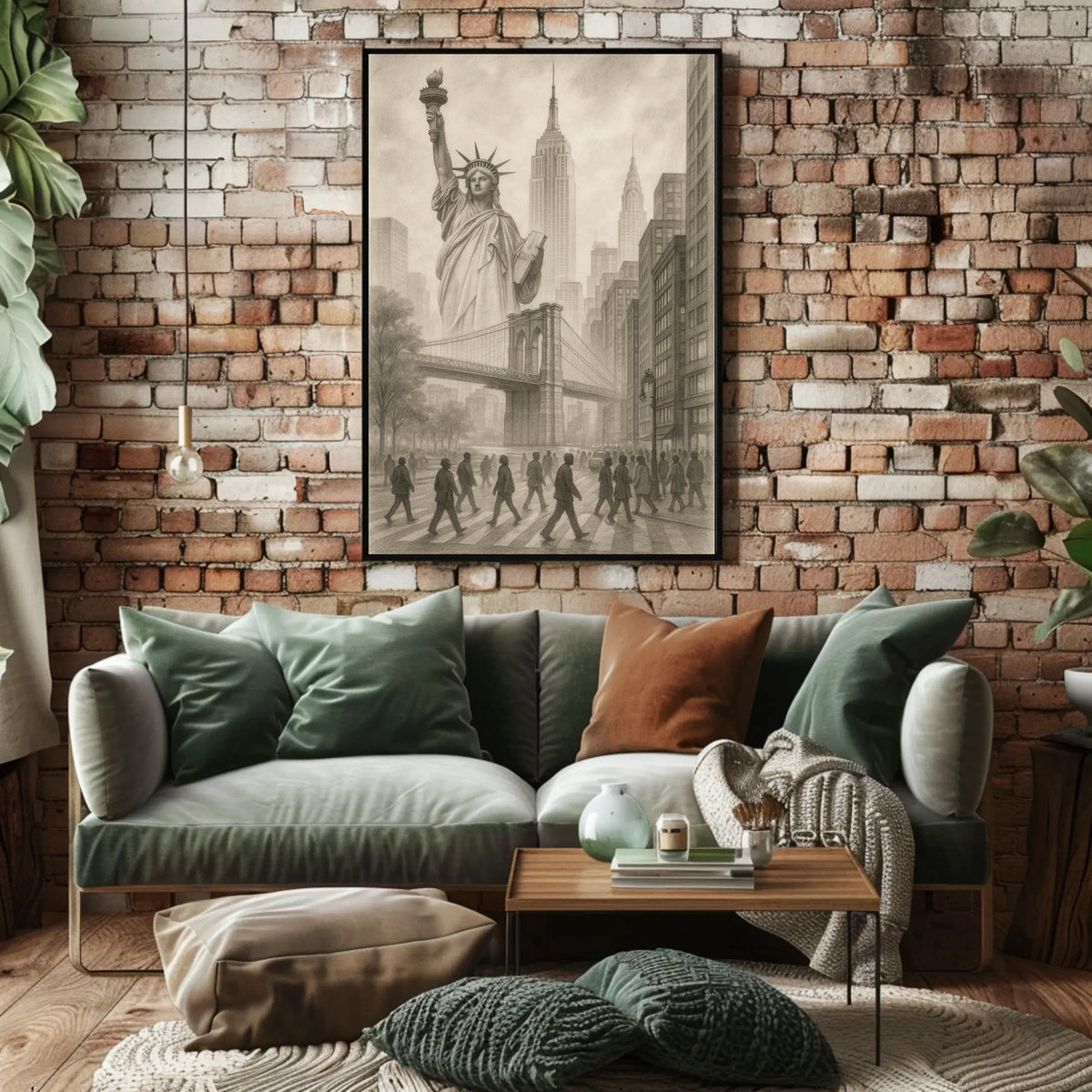 Surreal New York City Illustration Poster Vintage Wall Art
