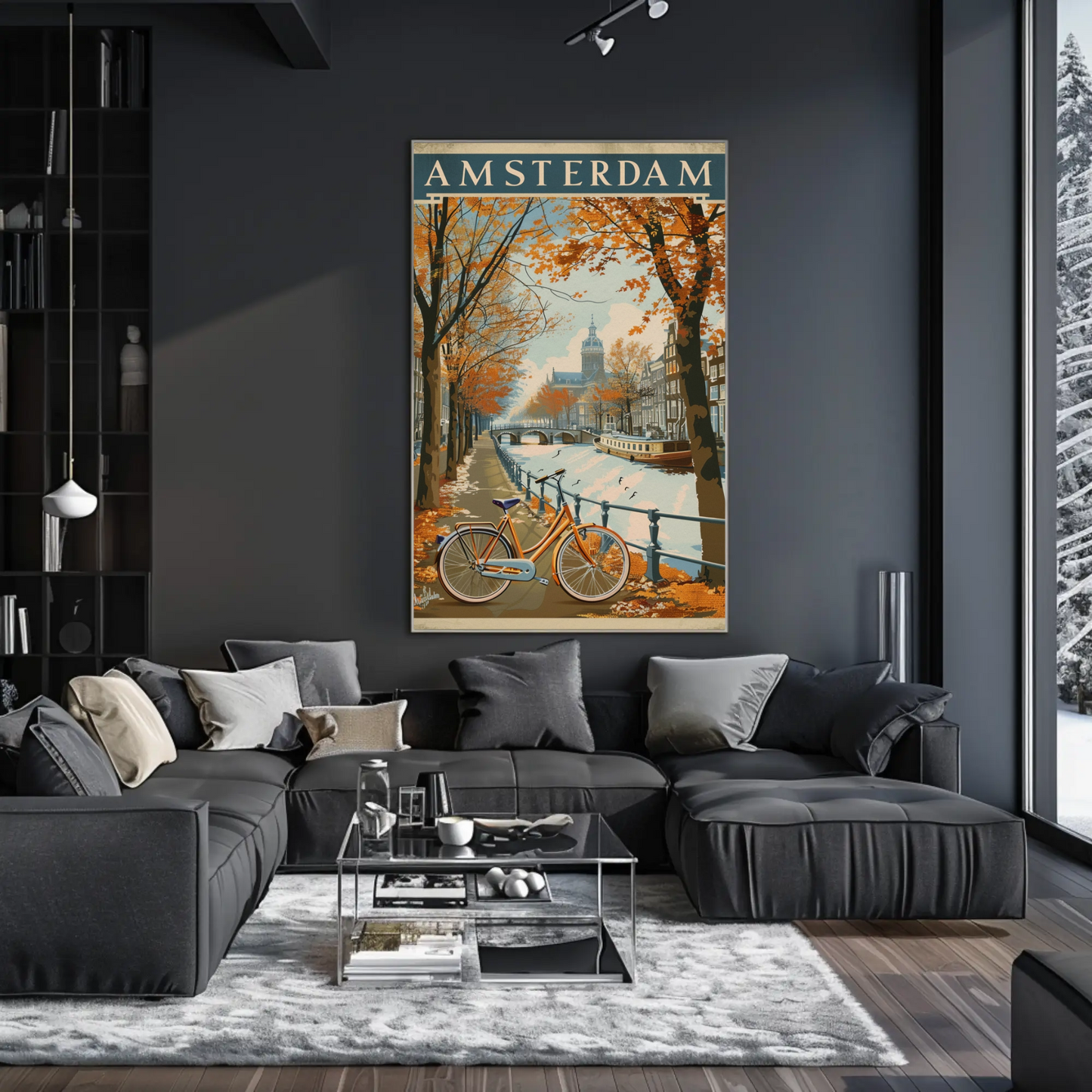 Amsterdam Autumn Canal Ride Travel Poster
