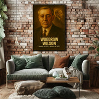 Woodrow Wilson Presidential Poster Vintage Analog Film Aesthetic Wall Art Historical Portrait Print