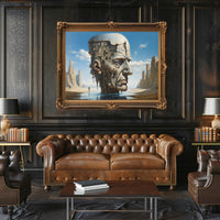 Surreal Desert Urban Head Artistic Poster