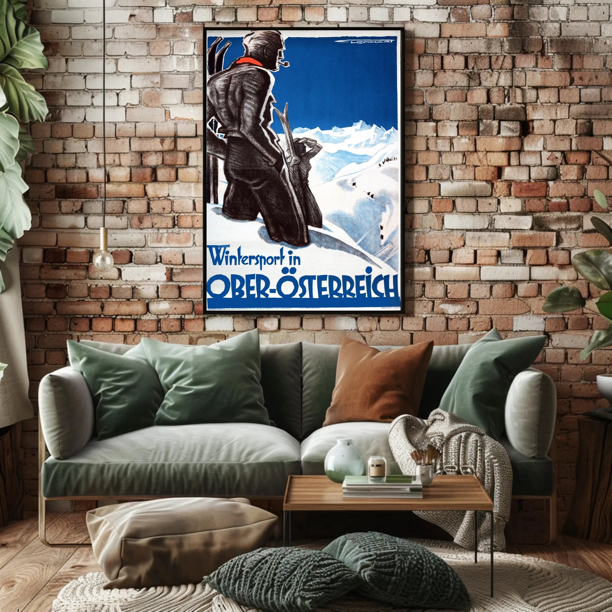 Vintage Upper Austria Skiing Adventure Travel Poster PosterGoat