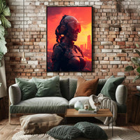 Cybernetic Sentinel At Sunset Poster PosterGoat
