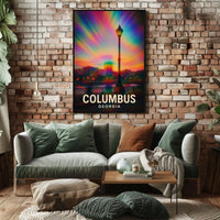 Columbus Georgia Vibrant View Travel Cityscape Impressionism Digital Painting Decor Poster