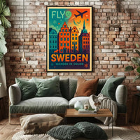 Experience Sweden Vibrant Cityscape Travel Poster PosterGoat