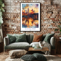 Cleveland Skyline at Sunset Poster PosterGoat