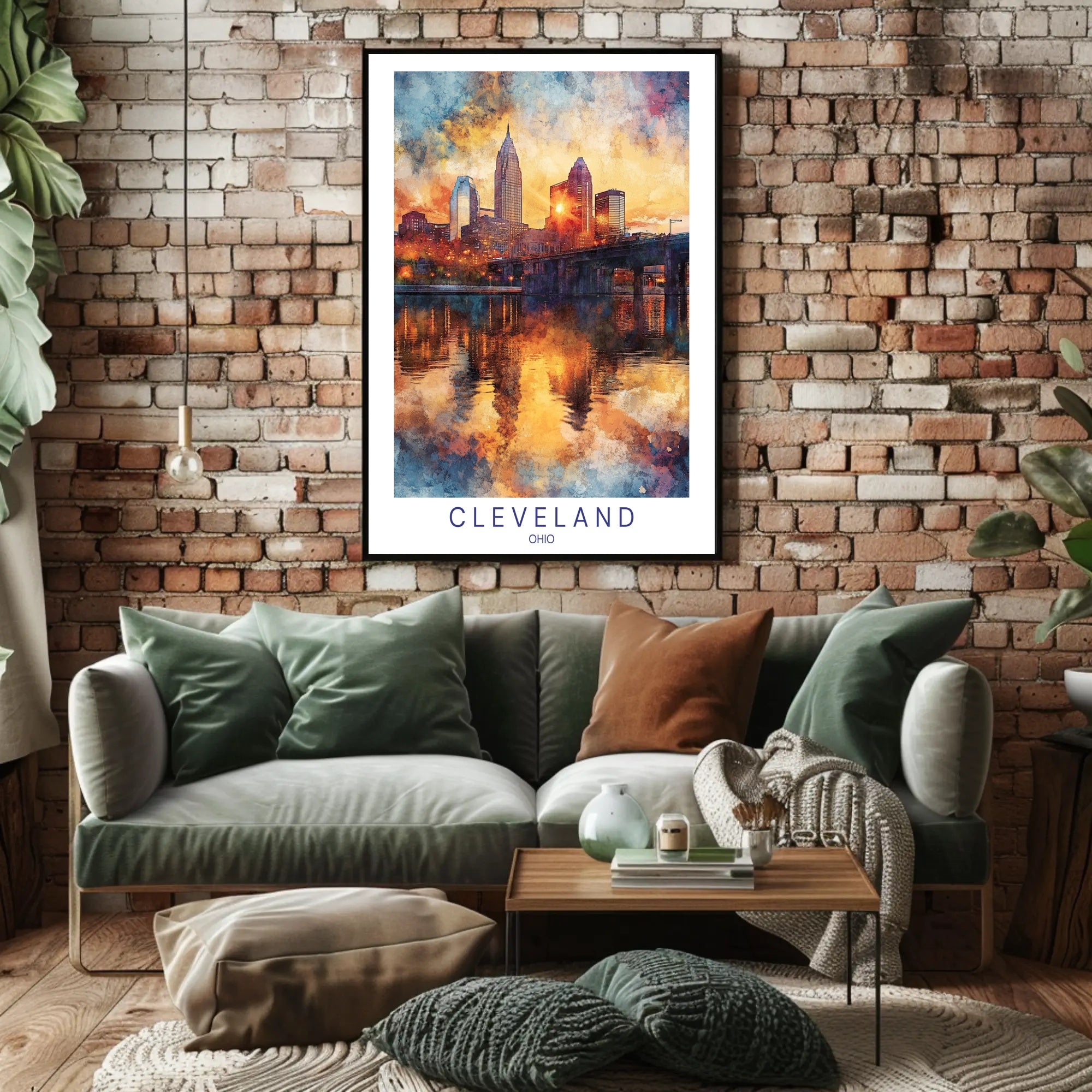 Cleveland Skyline at Sunset Poster PosterGoat