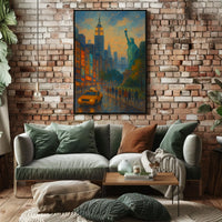 New York City Dusk Iconic Landmarks Poster Modern Wall Art