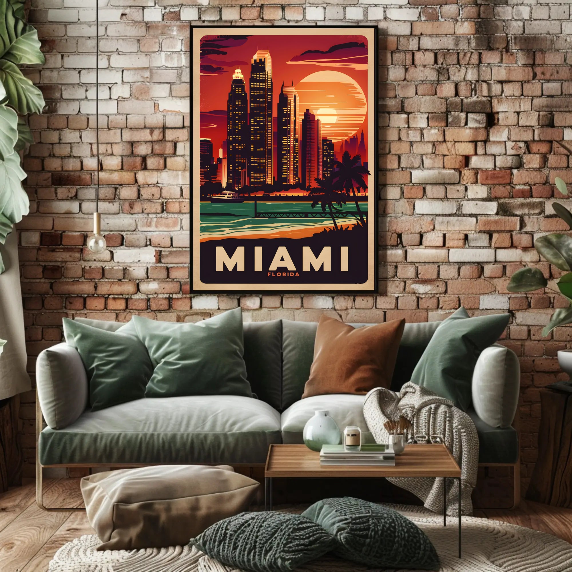Miami Sunset Skyline Poster